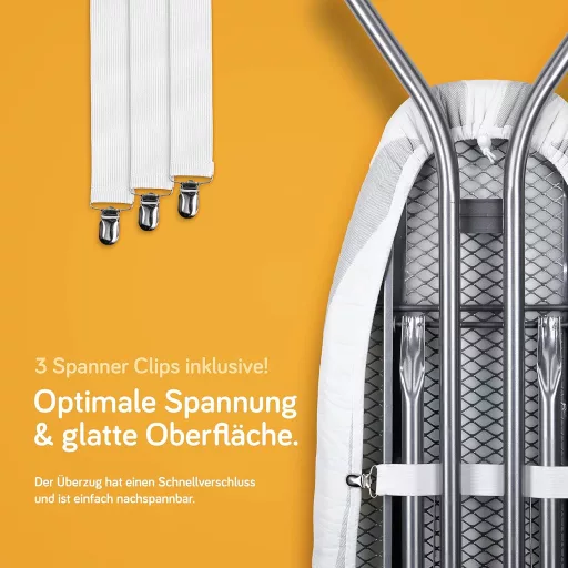 Husă pentru masa de călcat Yellocean 120x40cm, căptușită, cu elastic, gri-alb