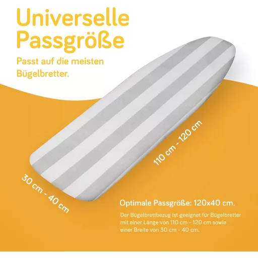 Husă pentru masa de călcat Yellocean 120x40cm, căptușită, cu elastic, gri-alb