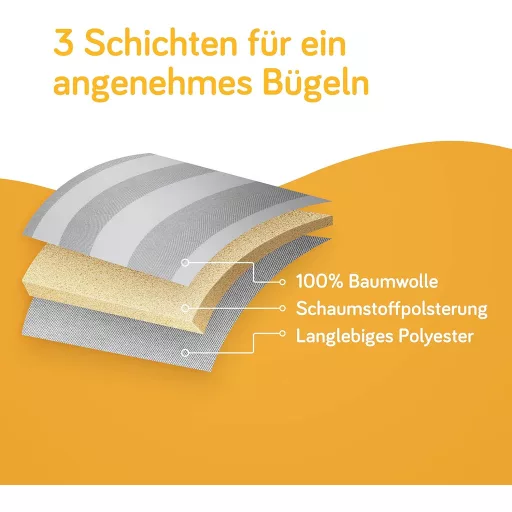 Husă pentru masa de călcat Yellocean 120x40cm, căptușită, cu elastic, gri-alb