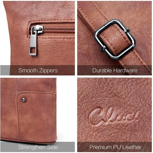 Geantă de umăr mică de damă CLUCI cu portofel - Maro Mocha, poșetă compactă, Mărimea S