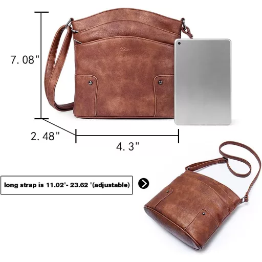 Geantă de umăr mică de damă CLUCI cu portofel - Maro Mocha, poșetă compactă, Mărimea S