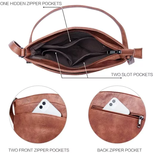 Geantă de umăr mică de damă CLUCI cu portofel - Maro Mocha, poșetă compactă, Mărimea S