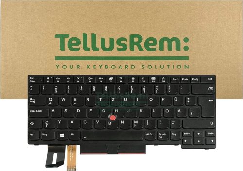 TellusRem Háttérvilágítású Német Billentyűzet Lenovo ThinkPad T480s, T490, L480, L490, L380, L390, E480, E490 Laptopokhoz - Fekete