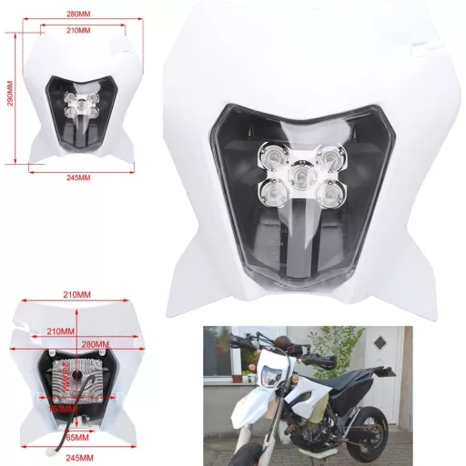 Faro One LED Pro Motoros Első Fényszóró KTM EXC EXCF SX SXF XC XCF XCW XCFW Modellekhez 125-530 Köbcentiméter Fehér Színben
