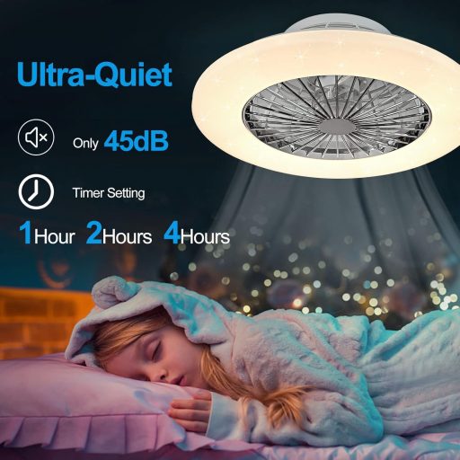 Depuley LED Mennyezeti Ventilátor Távirányítóval, Dimmelhető, Időzítő és Hőmérséklet Szabályozás