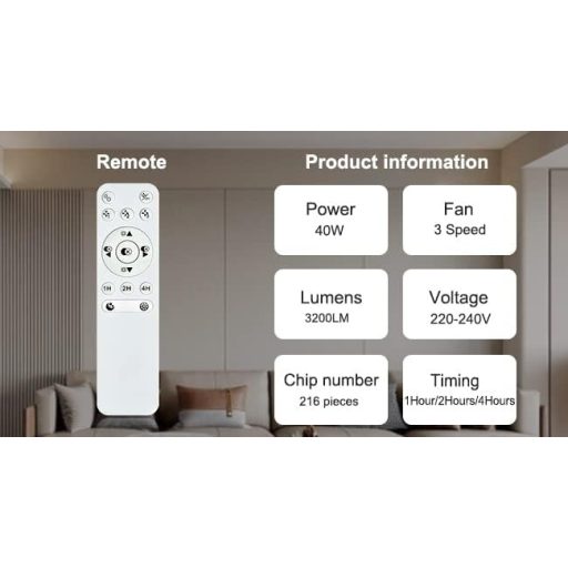 Depuley LED Mennyezeti Ventilátor Távirányítóval, Dimmelhető, Időzítő és Hőmérséklet Szabályozás