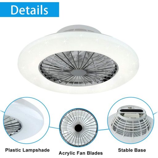 Depuley LED Mennyezeti Ventilátor Távirányítóval, Dimmelhető, Időzítő és Hőmérséklet Szabályozás