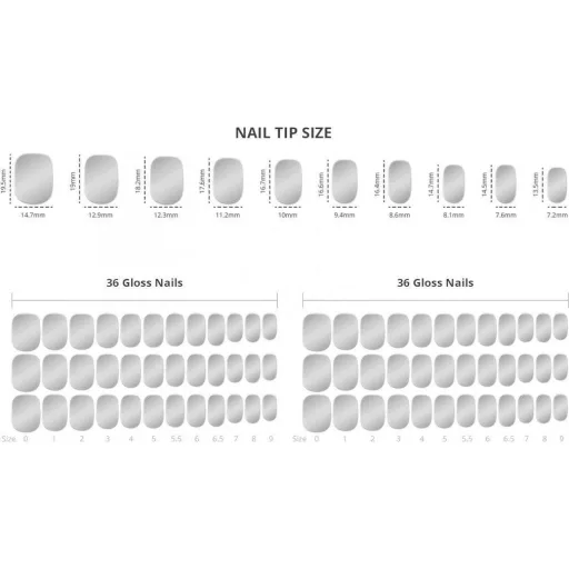 MUSE & Co Stredná sada nalepovacích umelých nechtov - 36 ks, 2 balenia
