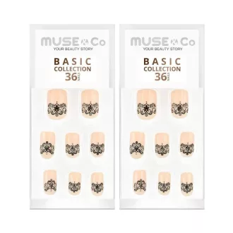   MUSE & Co Súprava čipkovaných umelých nechtov - 72 ks trblietavých nalepovacích tipov
