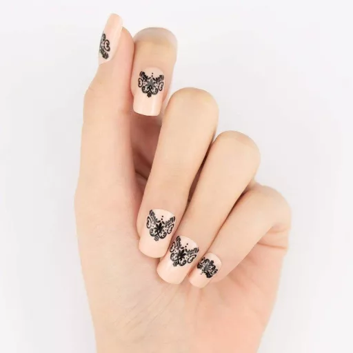 MUSE & Co Súprava čipkovaných umelých nechtov - 72 ks trblietavých nalepovacích tipov