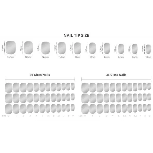 MUSE & Co Súprava čipkovaných umelých nechtov - 72 ks trblietavých nalepovacích tipov