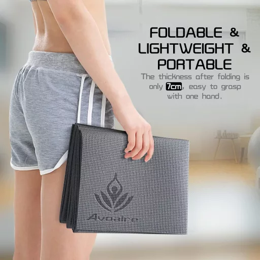 Saltea yoga pliabilă Avoalre 173x61cm 5mm antiderapantă pentru antrenament