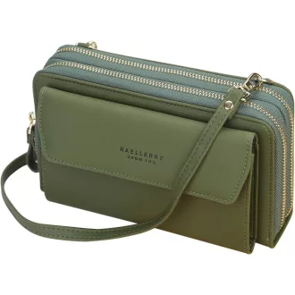   Yixuan Női Telefontartó Táska Állítható Pánttal - Zöld PU Bőr Válltáska Kártyatartóval és Dupla Cipzárral