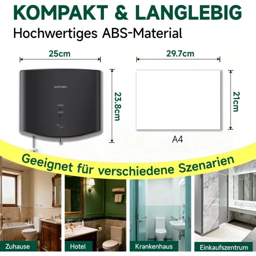 anydry 2630S Kompaktni Automatski Sušač Ruku, Zidni Električni Sušač 1400W