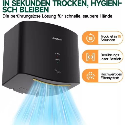 anydry 2630S Kompaktni Automatski Sušač Ruku, Zidni Električni Sušač 1400W