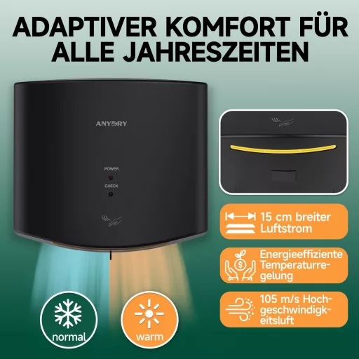 anydry 2630S Kompaktni Automatski Sušač Ruku, Zidni Električni Sušač 1400W