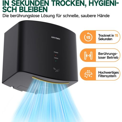 Anydry 2630S Kompaktný automatický sušič rúk, nástenný elektrický sušič 1400 W