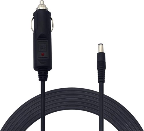 GINTOOYUN 12V-24V Szivargyújtó Hosszabbító Kábel LED Jelzéssel - 3m Autós Tápkábel 5.5x2.1mm DC Csatlakozóval, 10A Biztosítékkal