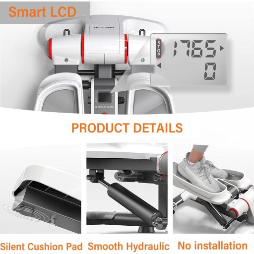 PROIRON Mini Stepper Edzőbandákkal és Kijelzővel - Lépcsőzőgép 120kg-ig