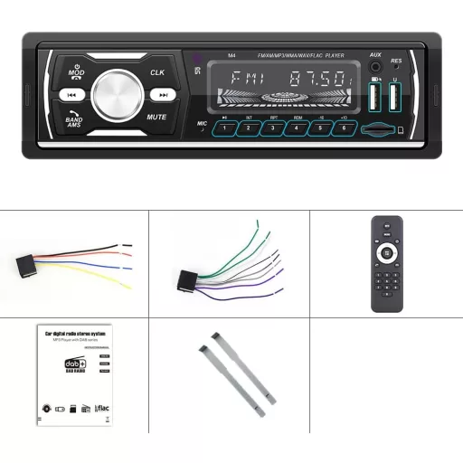 CAMECHO DAB+ Autórádió Bluetooth MP3 Lejátszó 4x50W USB SD Kártya Távirányítóval