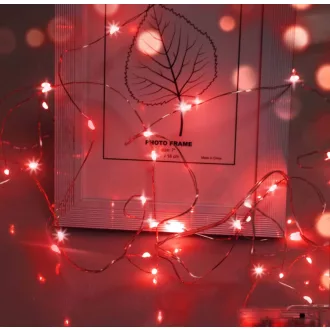   cshare Červená LED svetelná reťaz v tvare hviezdy – 30 LED diódová dekorácia na batérie do spálne, na stenu, na svadbu, Halloween, Vianoce – 3 metre, vodotesná E