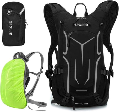 SPGOOD Kerékpáros Hátizsák  - Vízálló, Ultrakönnyű, Unisex Túrazsák Esővédővel és Sisakrögzítővel - MTB Hegyi Biciklis Táska