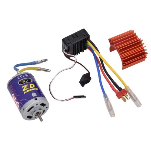 Keenso 540 Motor Periat cu Radiator și Set ESC 45A - Set Motor pentru Mașină RC cu Telecomandă 1/10, Crawler, Off-Road - Portocaliu