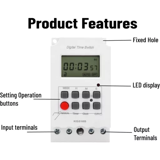 Fafeicy digitális időzítő LCD kijelzővel 32 csoportos programozható 220V