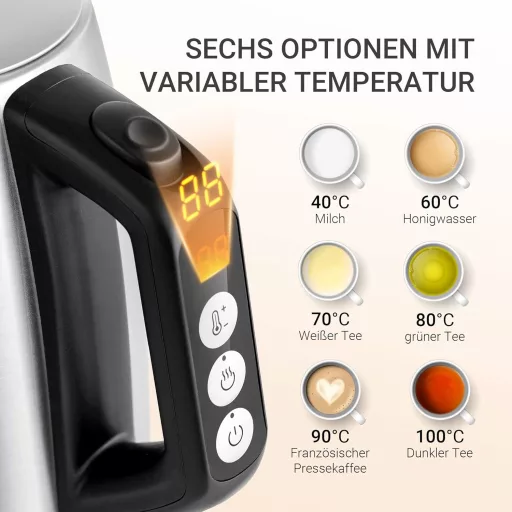 Midea Elektromos Vízforraló 1.7L Hőmérséklet Szabályozással Rozsdamentes Acél