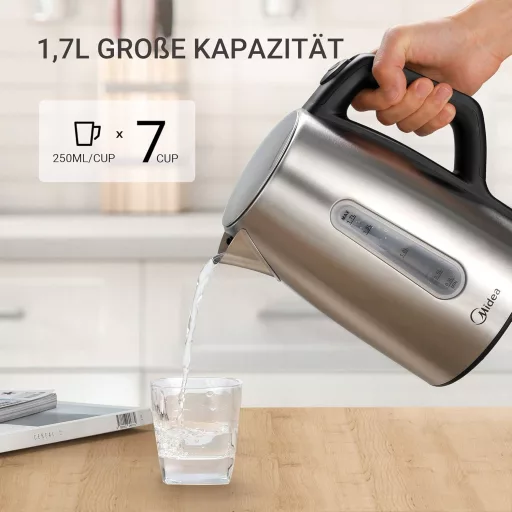 Midea Elektromos Vízforraló 1.7L Hőmérséklet Szabályozással Rozsdamentes Acél