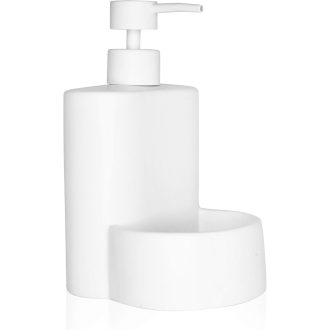   KOOK TIME Matt Kerámia Mosogatószer Adagoló Szivacstartóval - Kompakt Mosogató Szervező Konyhai és Fürdőszobai Használatra, 10x11,5x18 cm, S