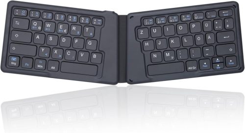 Perixx PERIBOARD-805 Ergo Bluetooth 5.1 Tastatură ergonomică pliabilă, ultra-subțire portabilă, gri închis, Layout QWERTZ german