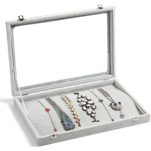 Siva kutija za nakit s držačem prstena - Elegantno pohranjivanje