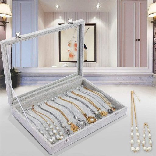 Siva kutija za nakit s držačem prstena - Elegantno pohranjivanje