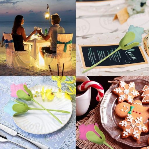 6 darabos rózsaszín és fehér rózsa szalvétatartó csomag, romantikus hangulatú esküvői dekoráció, Anyák napi ajándék