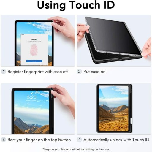 AUAUA iPad Air futrola 10.9-11" - Siva zaštitna futrola s držačem za Apple Pencil, funkcijom automatskog spavanja/buđenja, PU kožna obloga za iPad Air 4/5 generacije
