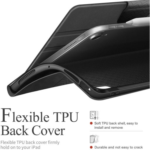 AUAUA iPad Air Tok 10.9-11" - Szürke Védőtok Apple Pencil Tartóval, Automatikus Alvás/Ébresztés Funkcióval, PU Bőr Borítás iPad Air 4/5 Gene