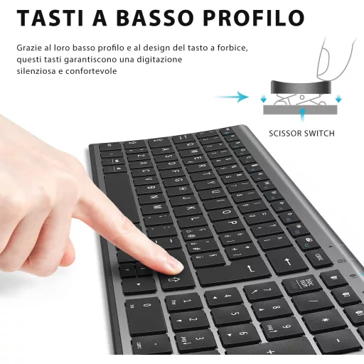 iClever BK10 Wireless Billentyűzet - Ergonomikus Kialakítás - Space grey