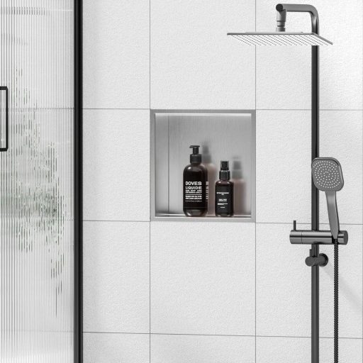 Ugradbena polica za tuš od nehrđajućeg čelika - vodootporna, bez pločica