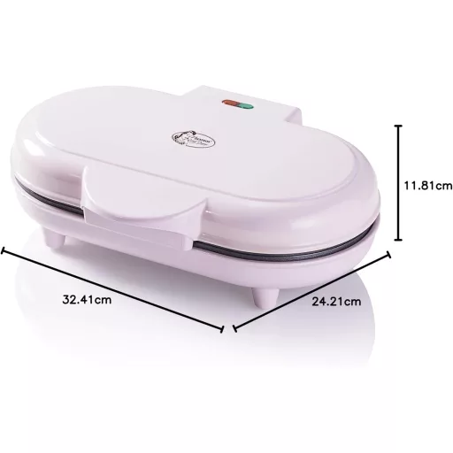 Bestron Dvojitý vafľovač na vafle v tvare srdca, s nepriľnavým povrchom, 1000 W, ružový