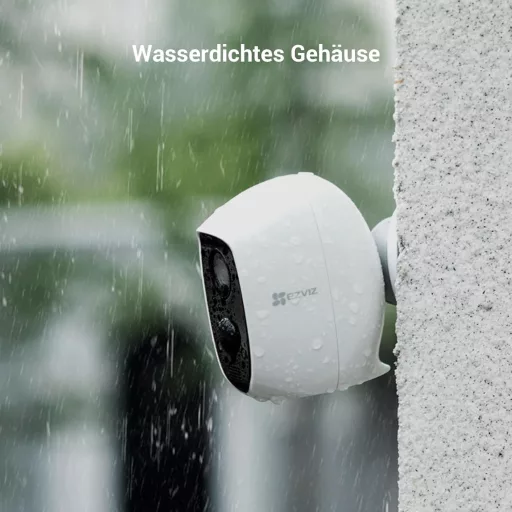 Cameră de securitate wireless de exterior EZVIZ C3A cu rezoluție 1080P, baterie de 5500 mAh, detectare a mișcării și audio bidirecțional, IP6