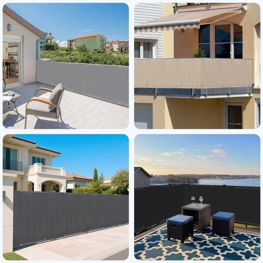 Sekey Balkonprivátszita Opak Szélvédő UV Védelem Szürke 75x600 cm Szemekkel