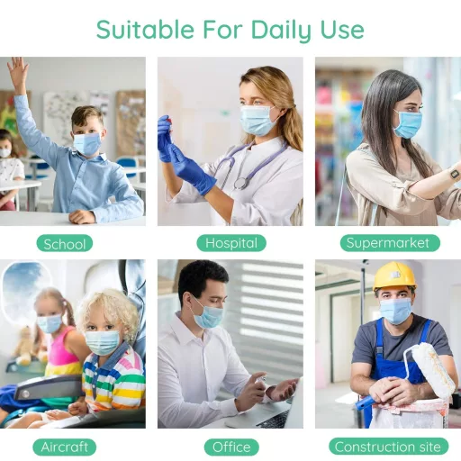 Wawech 50 db 3 rétegű eldobható szájmaszk, porálló, lélegzőképes arcmaszk