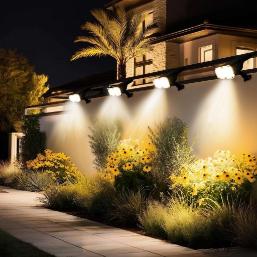 da LIGHT Napelemes Kerti Lámpa LED, Dimmelhető Spotlámpa Meleg és Hideg Fehér, IP65 Vízálló, 2 db Talajszeg és Fali Tartóval