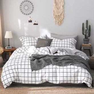   Plavo-bijeli Geometrijski Set Posteljine na Pruge - Moderni Boemski Mikrofibra