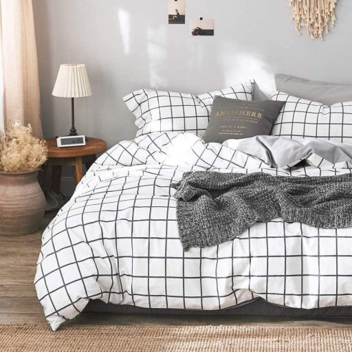 Plavo-bijeli Geometrijski Set Posteljine na Pruge - Moderni Boemski Mikrofibra