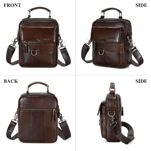 BAIGIO Muška Kožna Torba Preko Ramena - Vintage Crossbody Messenger Torba za Posao, Putovanja - Retro Dizajn Boje Kave