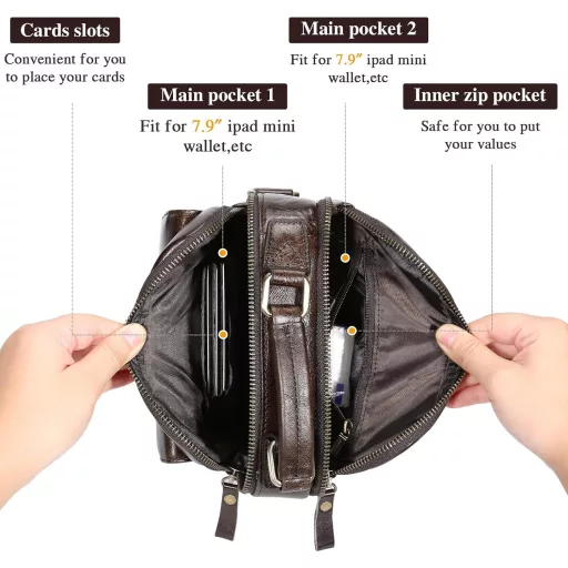BAIGIO Férfi Bőr Válltáska - Vintage Stílusú Crossbody Messenger Táska Munkához, Utazáshoz - Kávébarna Retro Kivitel