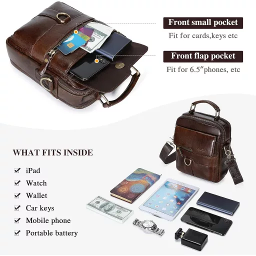 BAIGIO Férfi Bőr Válltáska - Vintage Stílusú Crossbody Messenger Táska Munkához, Utazáshoz - Kávébarna Retro Kivitel
