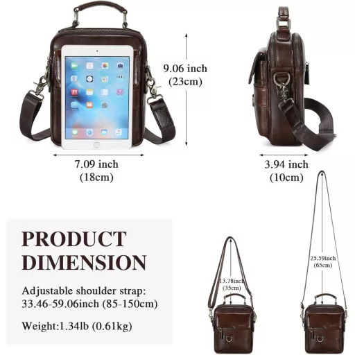 BAIGIO Férfi Bőr Válltáska - Vintage Stílusú Crossbody Messenger Táska Munkához, Utazáshoz - Kávébarna Retro Kivitel